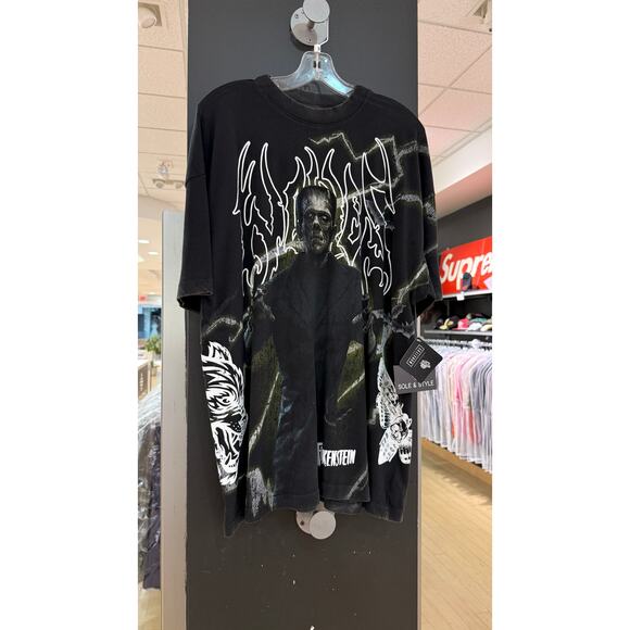 Darc Sport Universal Monsters Frankenstein Side by Side Tee Shirt Halloween - Picture 2 of 6